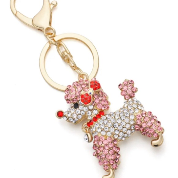 Rhinestone Poodle Puppy Bag Charm/Keychain - Picture 6 of 10